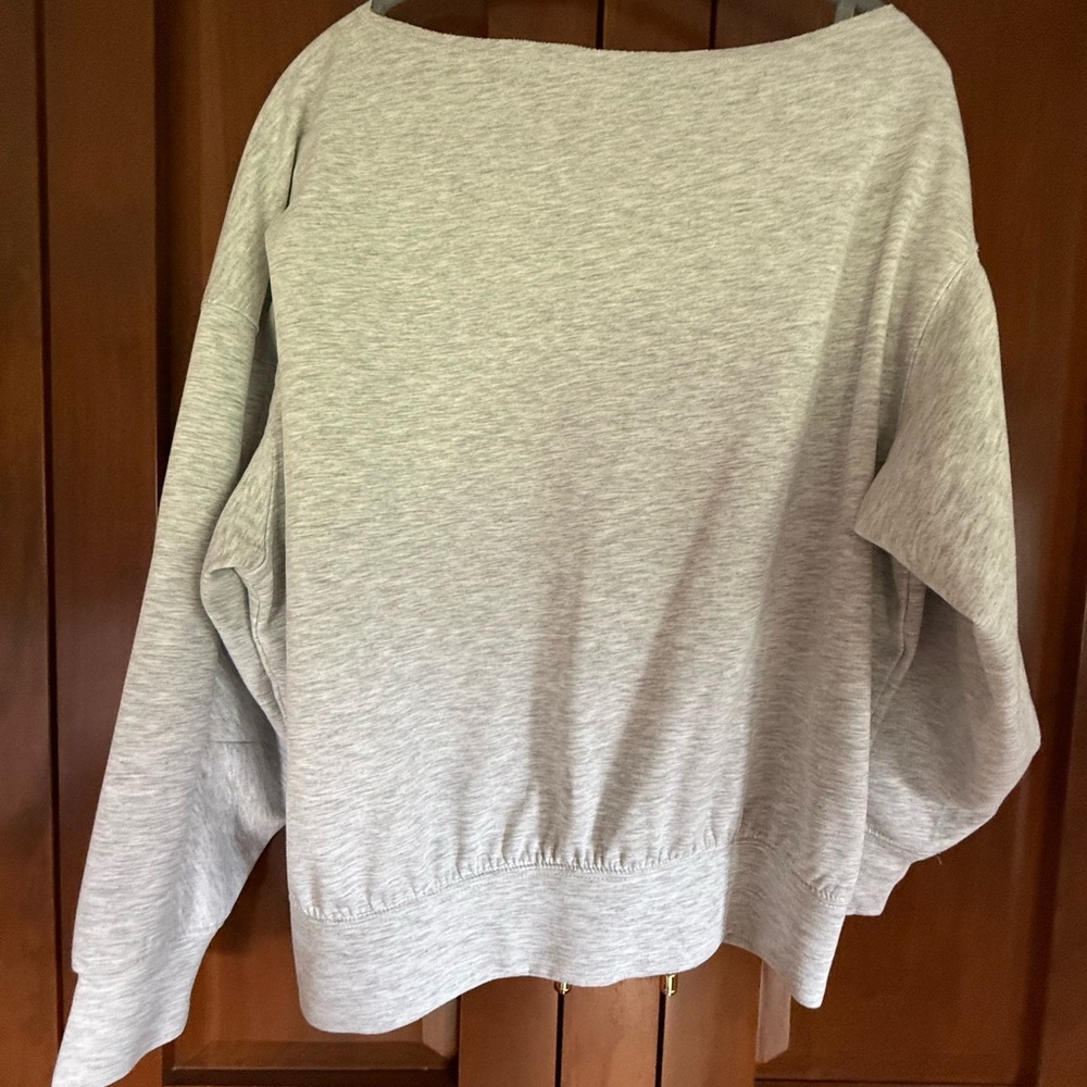 Express Off-Shoulder Light Gray Women's Knit Top - Picture 3 of 7